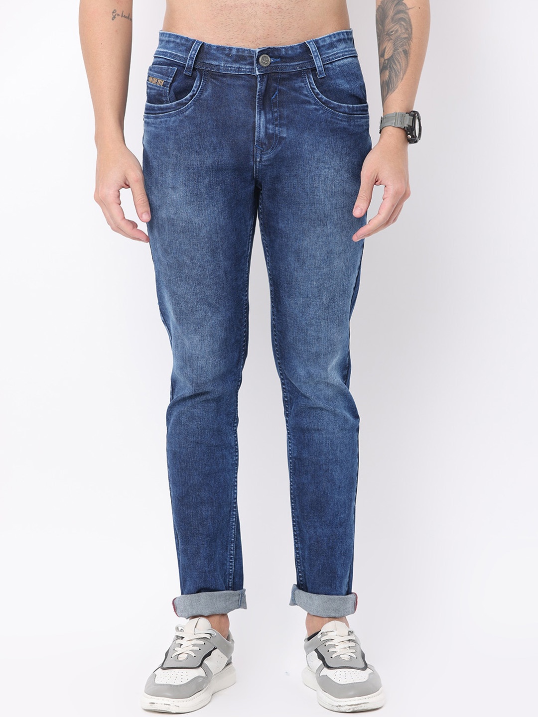 

Jean Cafe Men Slim Fit Mid Rise Light Fade Jeans, Blue