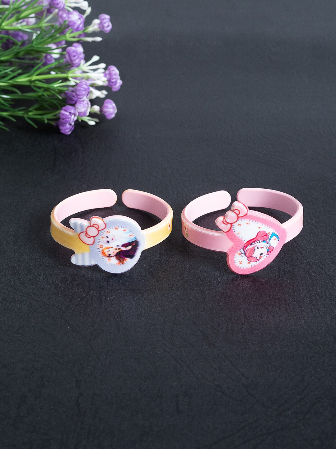 

Golden Peacock Girls Set of 2 Wraparound Plastic Bracelet, Pink