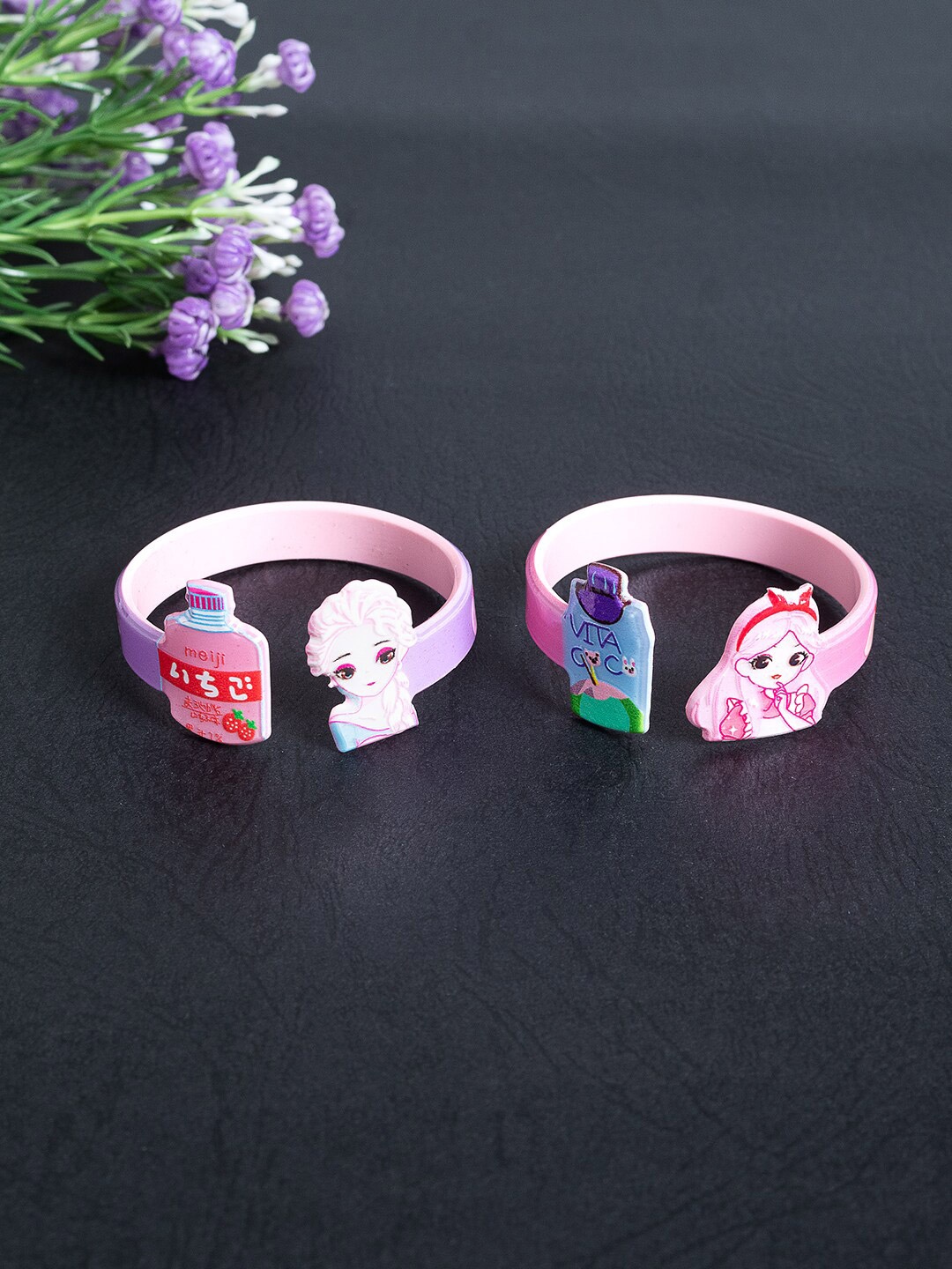 

Golden Peacock Girls Set of 2 Wraparound Bracelet, Pink