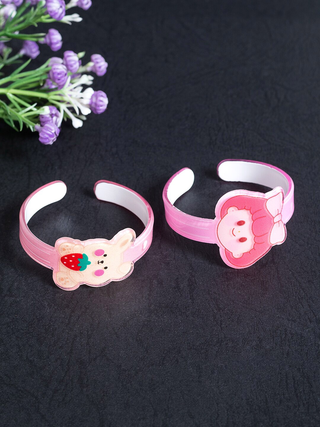 

Golden Peacock Girls Set of 2 Wraparound Bracelet, Pink