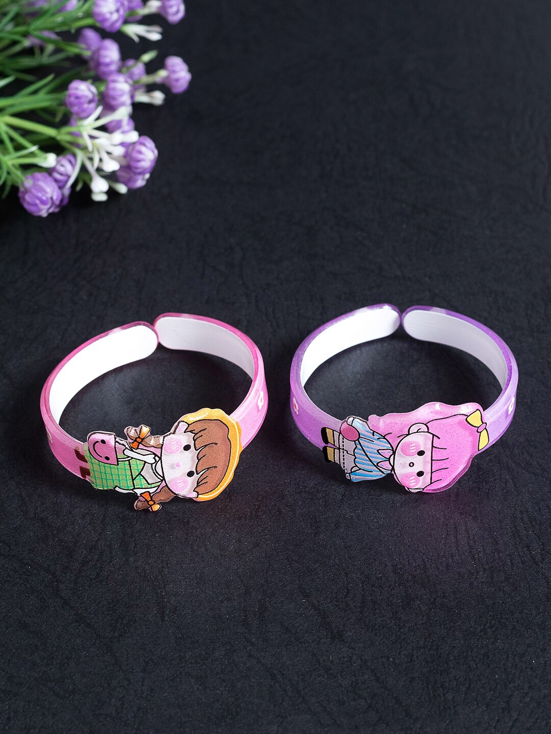 

Golden Peacock Girls Set of 2 Wraparound Bracelet, Pink