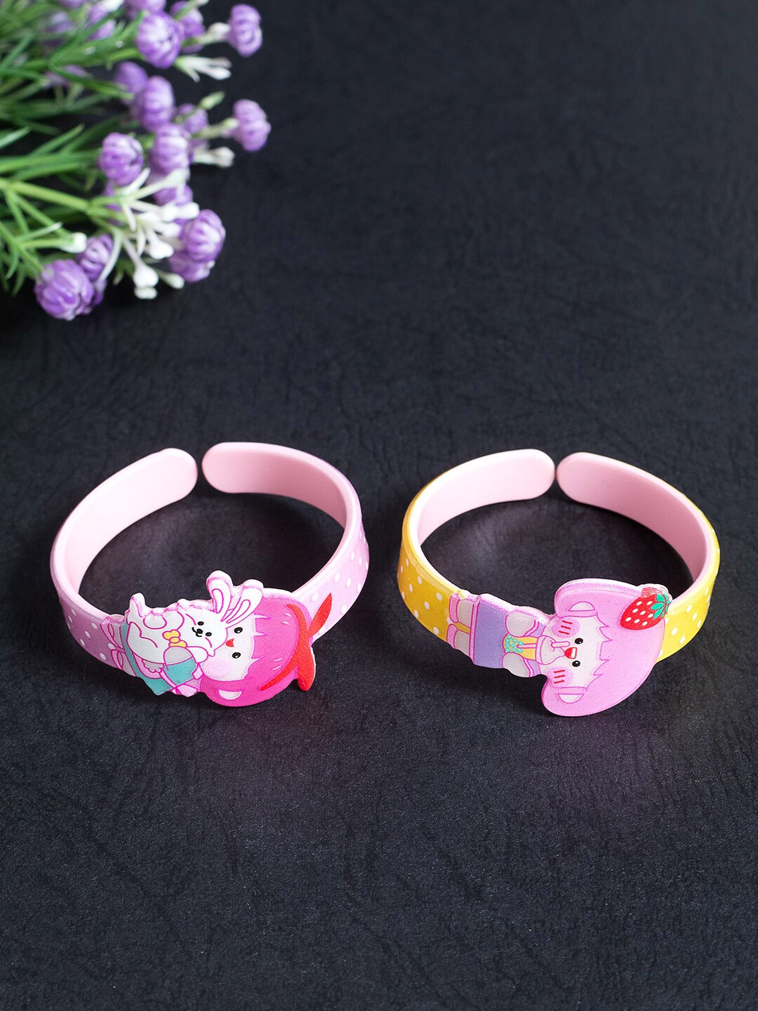 

Golden Peacock Girls Set of 2 Wraparound Bracelets, Yellow