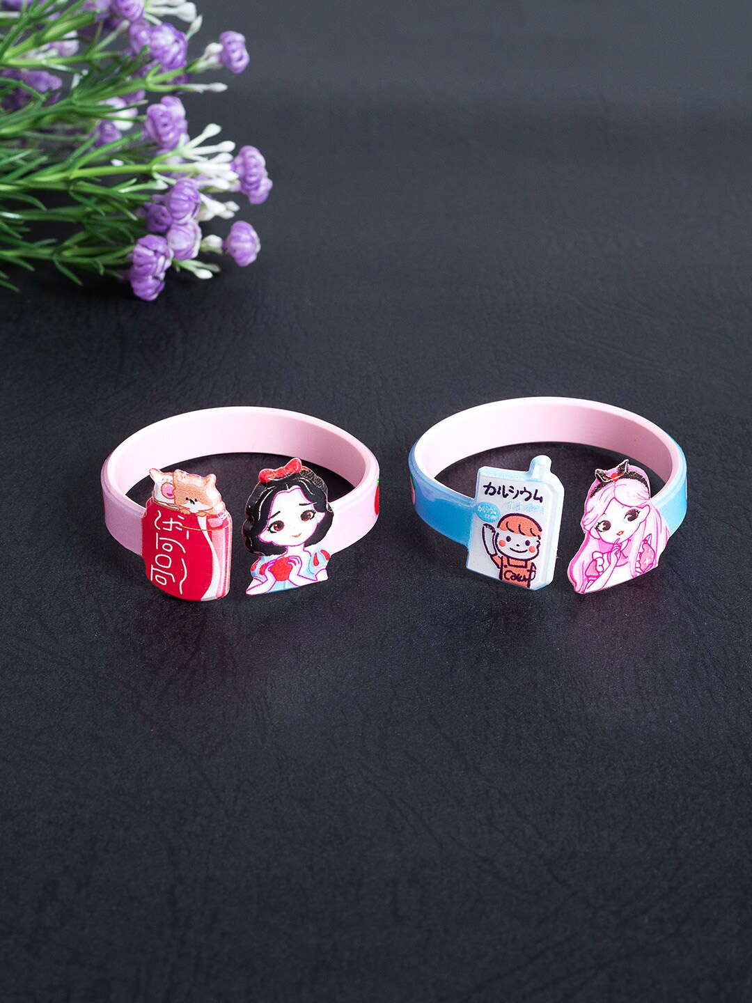 

Golden Peacock Girls Set of 2 Wraparound Bracelets, Pink