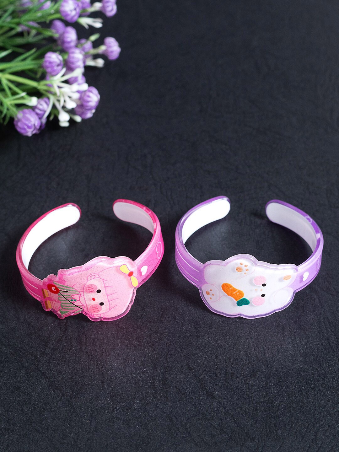 

Golden Peacock Girls Set of 2 Wraparound Bracelet, Purple