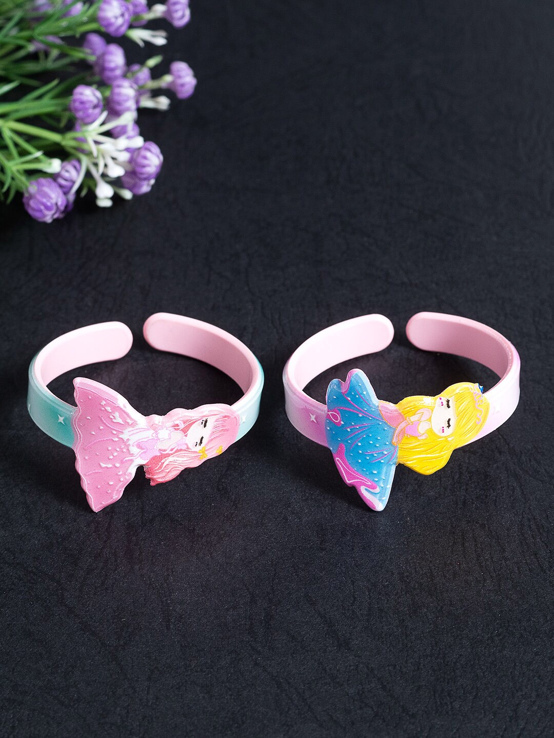 

Golden Peacock Girls Set Of 2 Wraparound Bracelet, Pink
