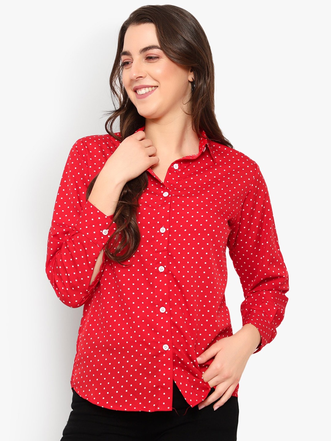 

Indietoga Women Printed Casual Shirt, Red