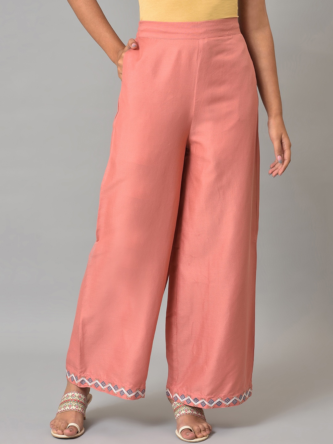 

W Women Mid Rise Ethnic Palazzos, Orange