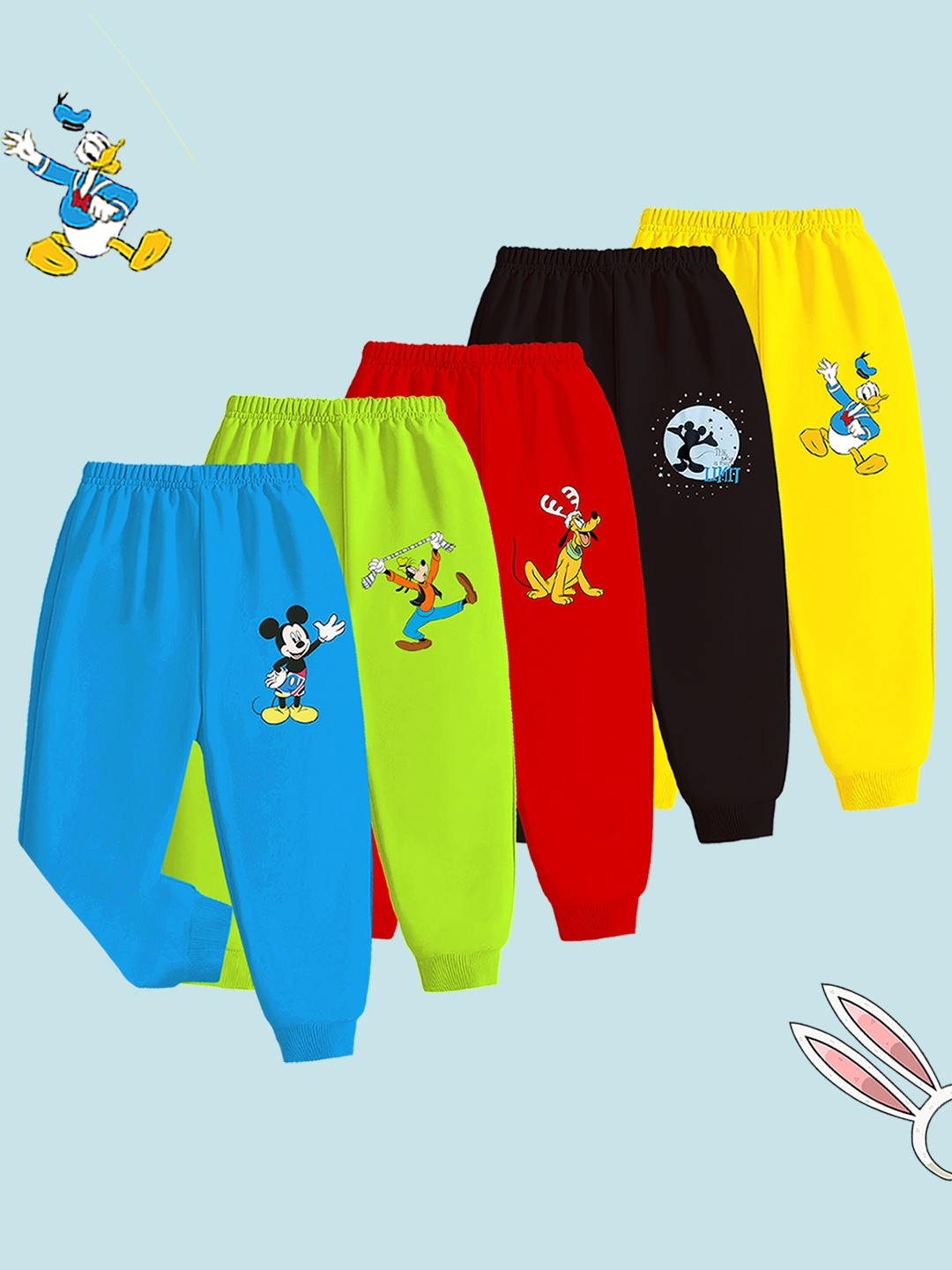 

KUCHIPOO Infants Pack Of 5 Printed Regular Fit Joggers, Blue