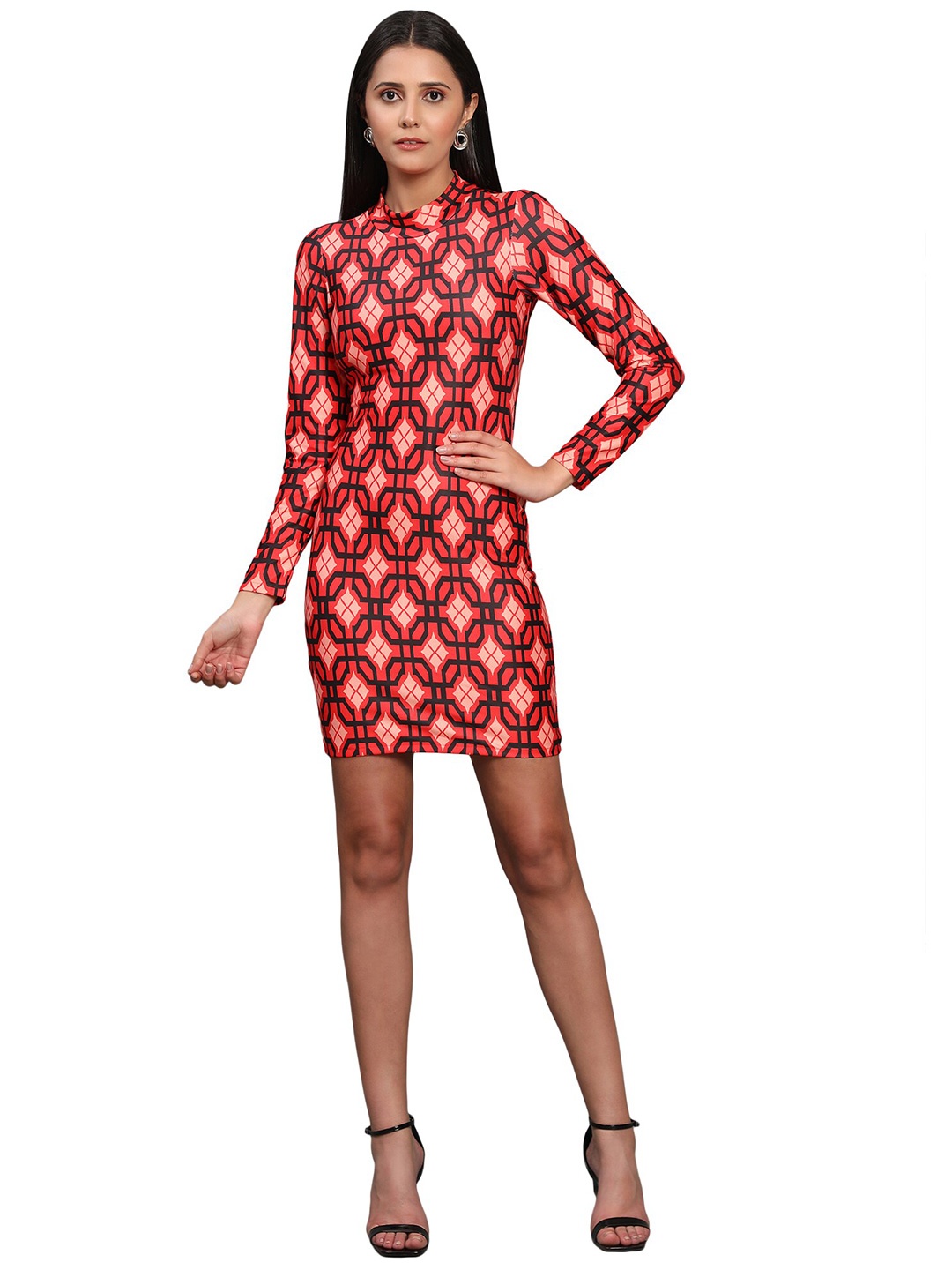 

VAANI CREATION Red Floral Sheath Dress