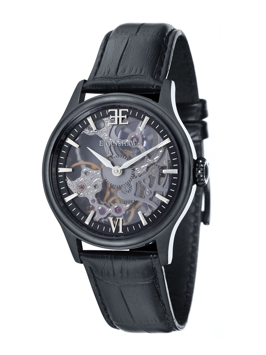 

EARNSHAW Men Leather Straps Analogue Automatic Motion Powered Watch ES-8061-05, Black
