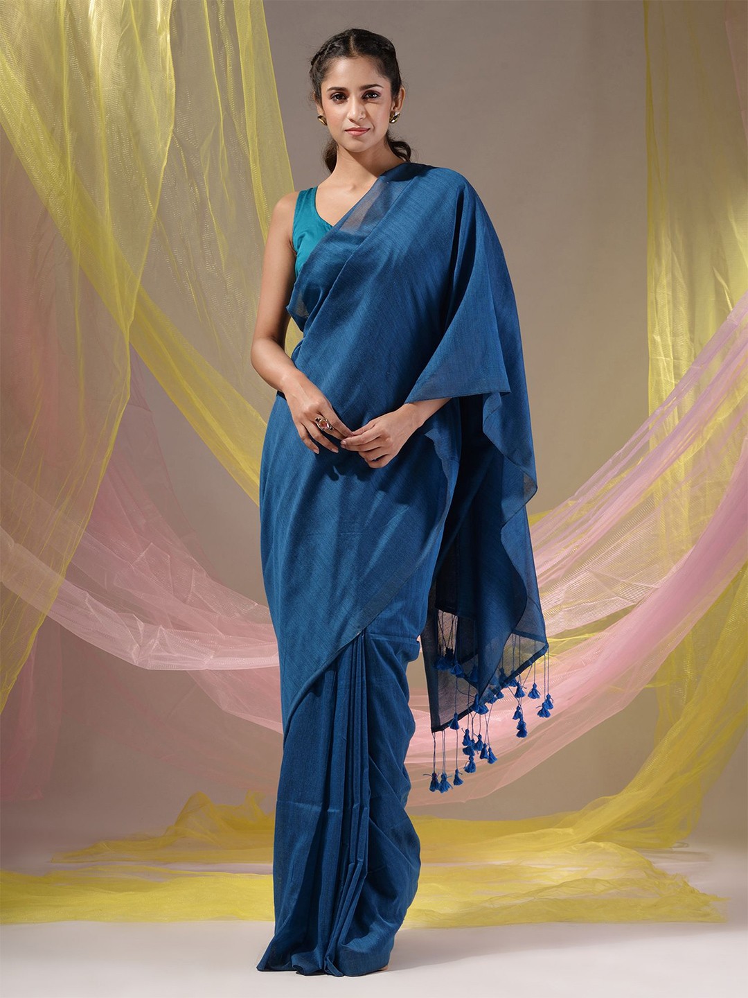 

Charukriti Pure Cotton Saree, Blue