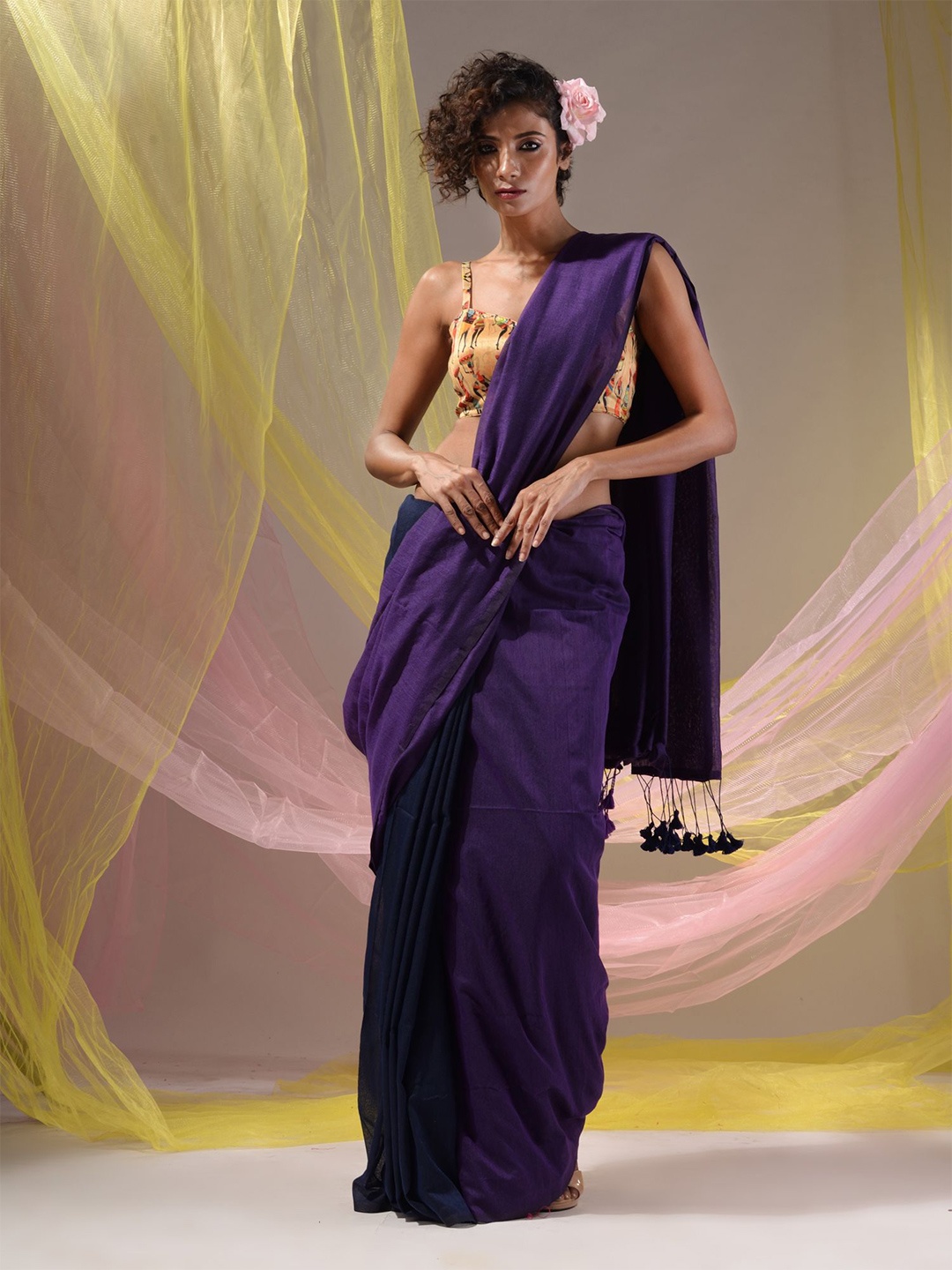 

Charukriti Pure Cotton Saree, Violet