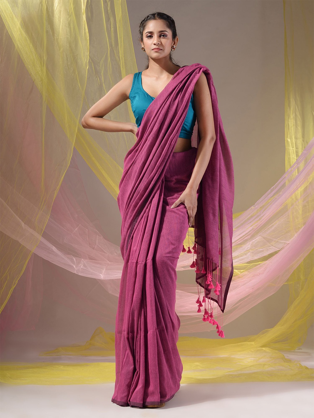 

Charukriti Pure Cotton Saree, Pink