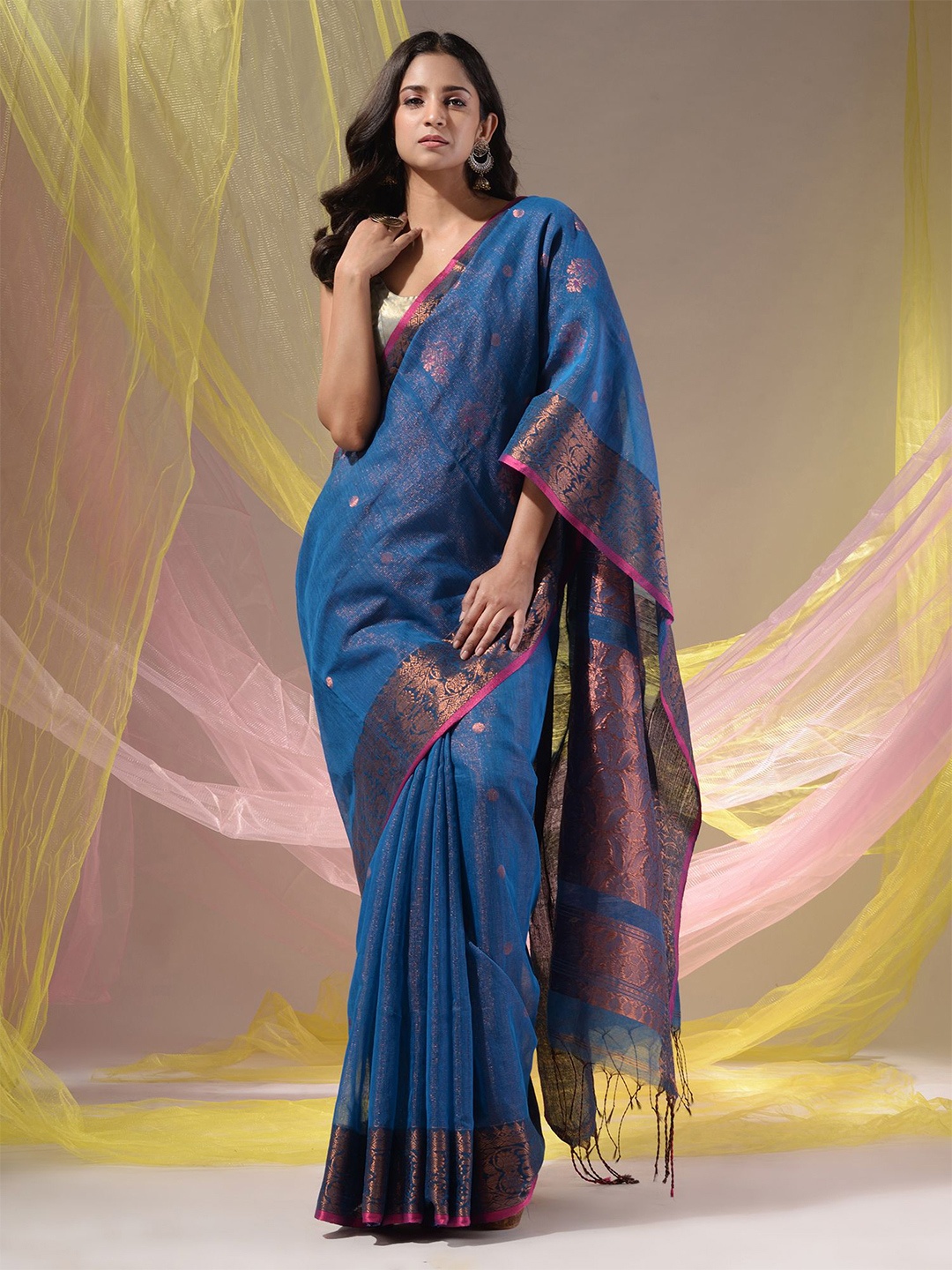 

Charukriti Woven Design Zari Saree, Blue