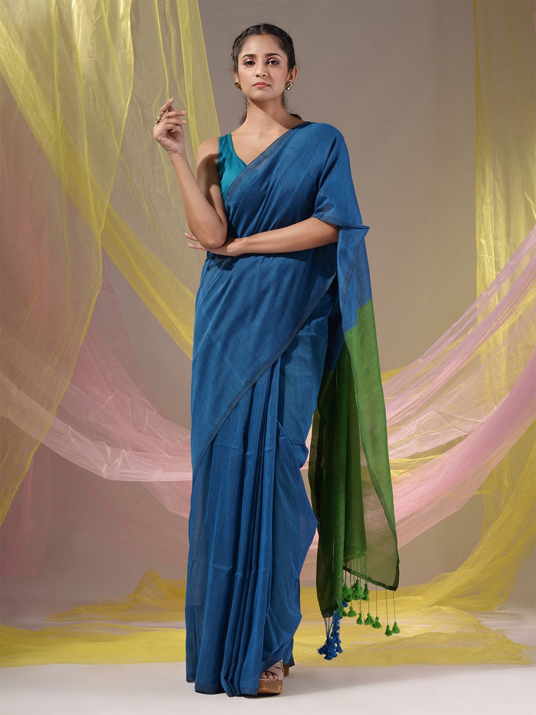 

Charukriti Pure Cotton Saree, Blue