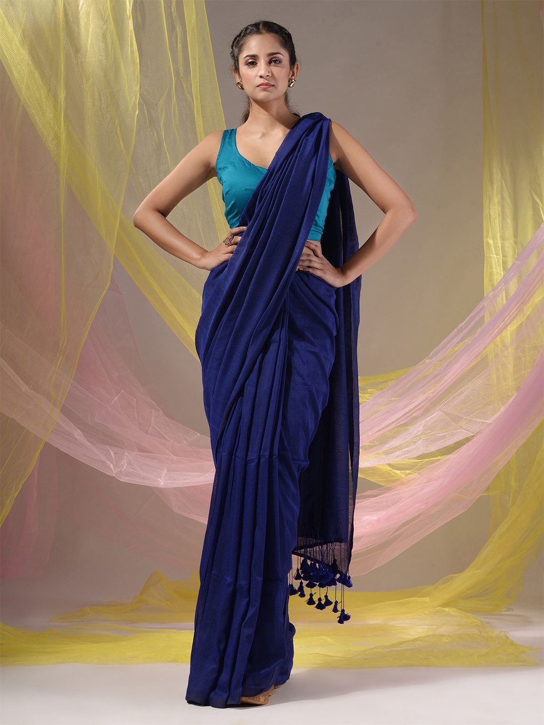 

Charukriti Pure Cotton Saree, Blue