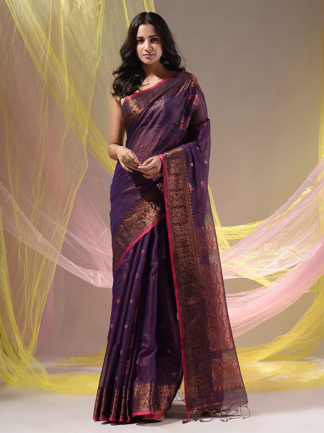 

Charukriti Woven Design Zari Saree, Purple