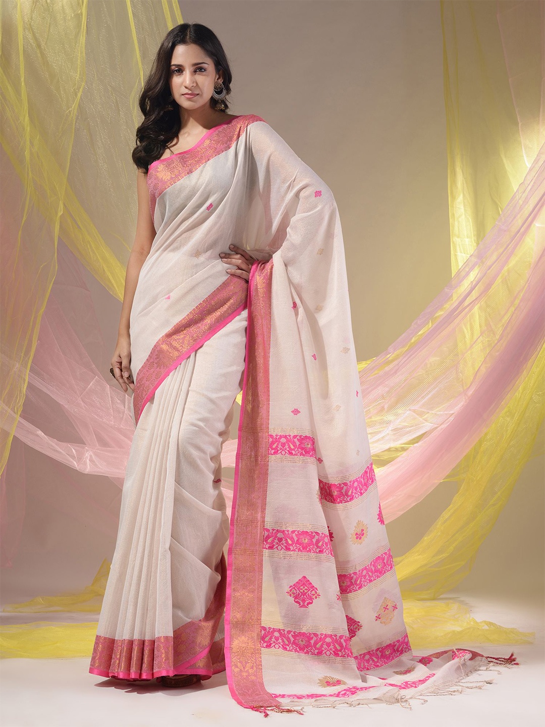 

Charukriti Woven Design Zari Saree, White