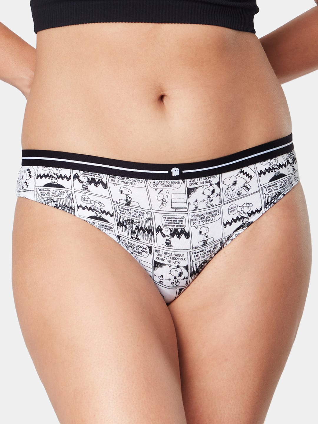 

The Souled Store Women Peanuts Printed Anti-Microbial Bikini Briefs 213076, White