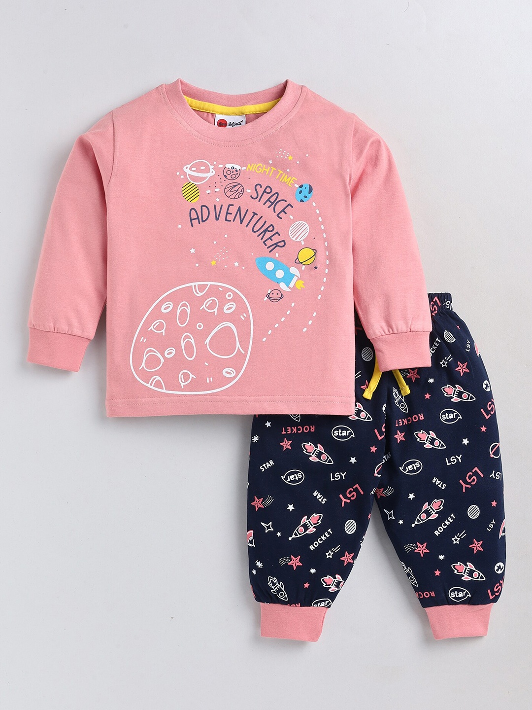 

Mars Infiniti Boys Printed Pure Cotton T-shirt with Pyjamas, Pink