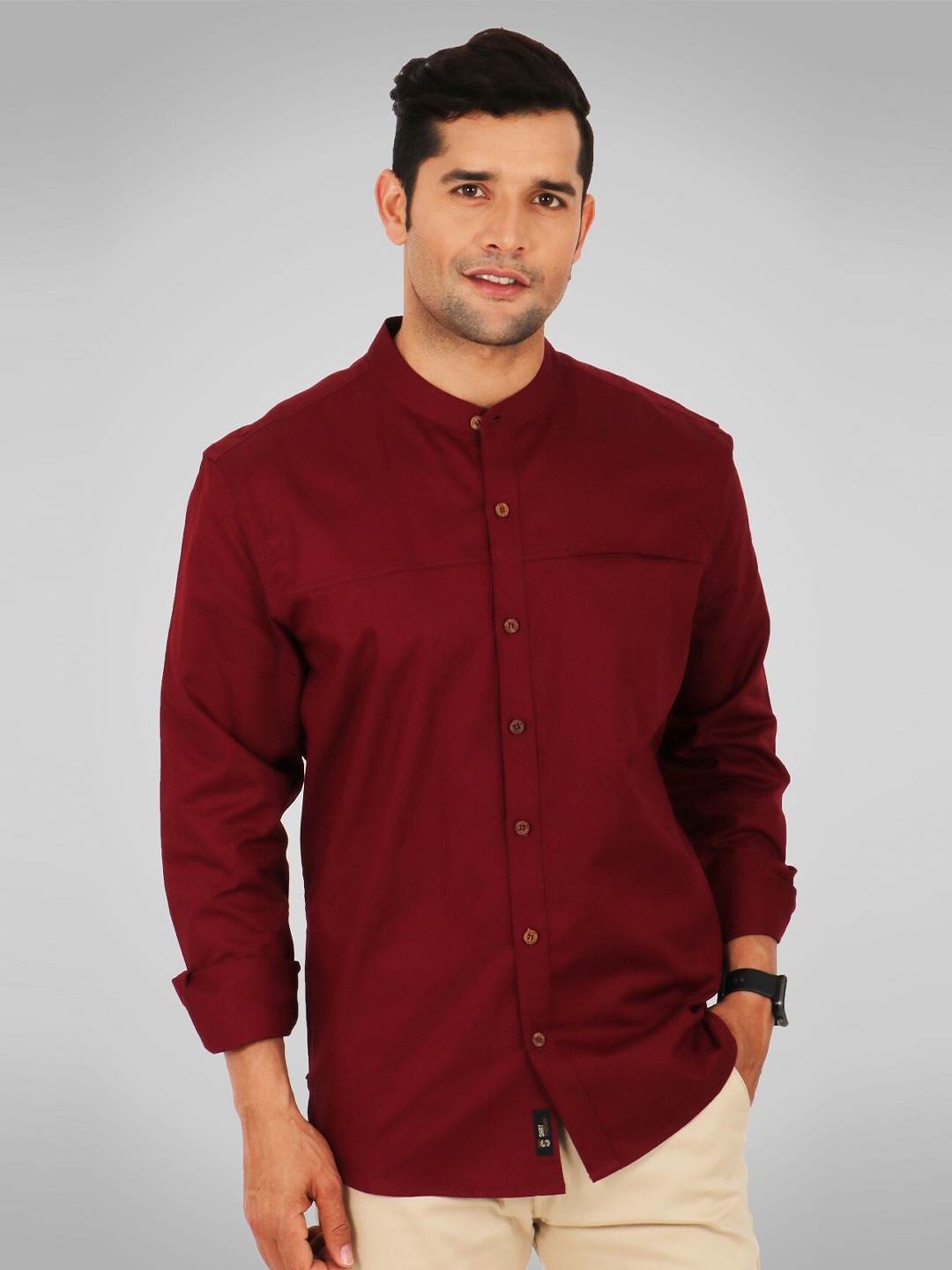 

SHIRT THEORY Men Casual Cotton Shirt, Maroon