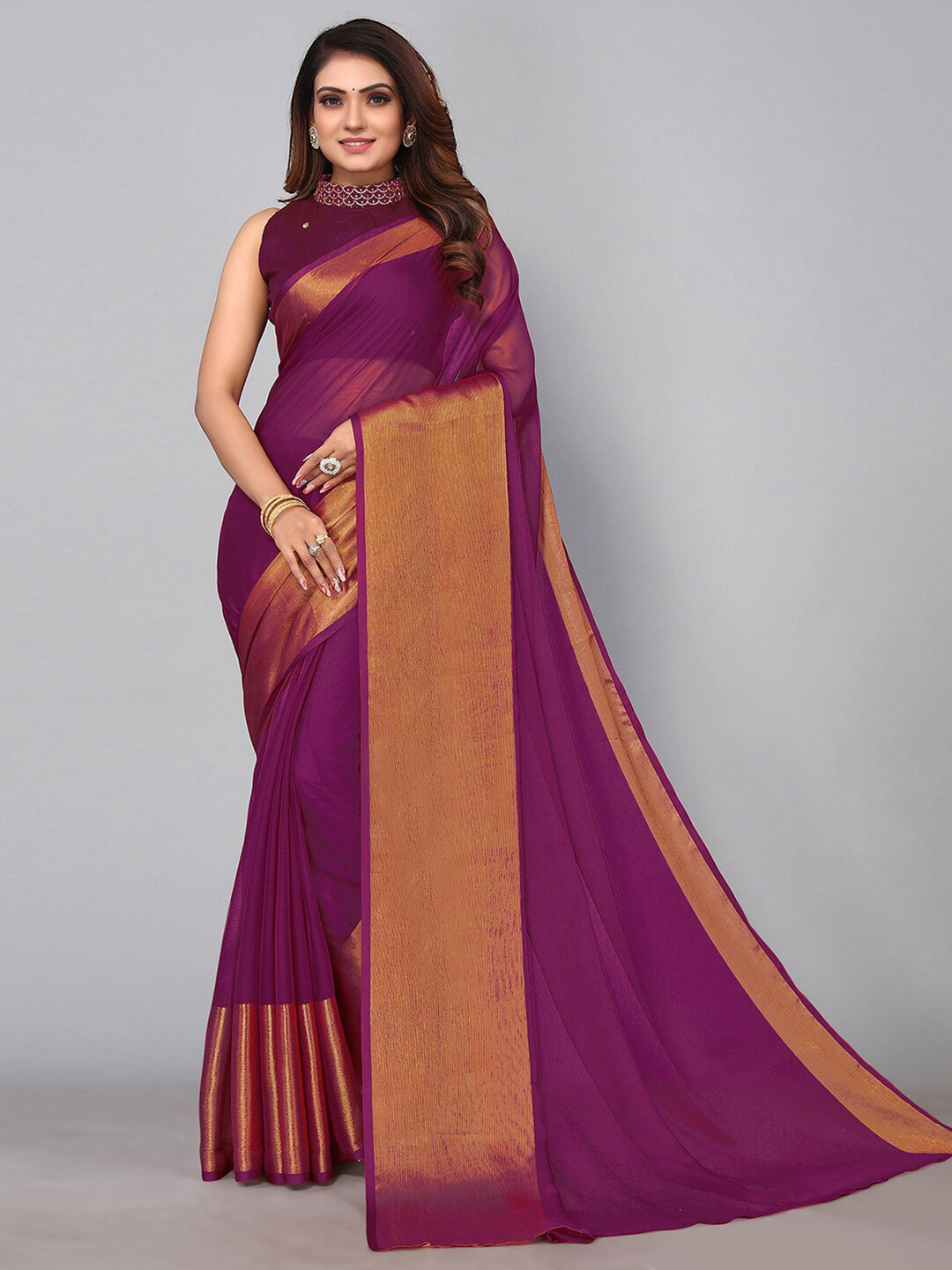 

KALINI Zari Saree, Purple