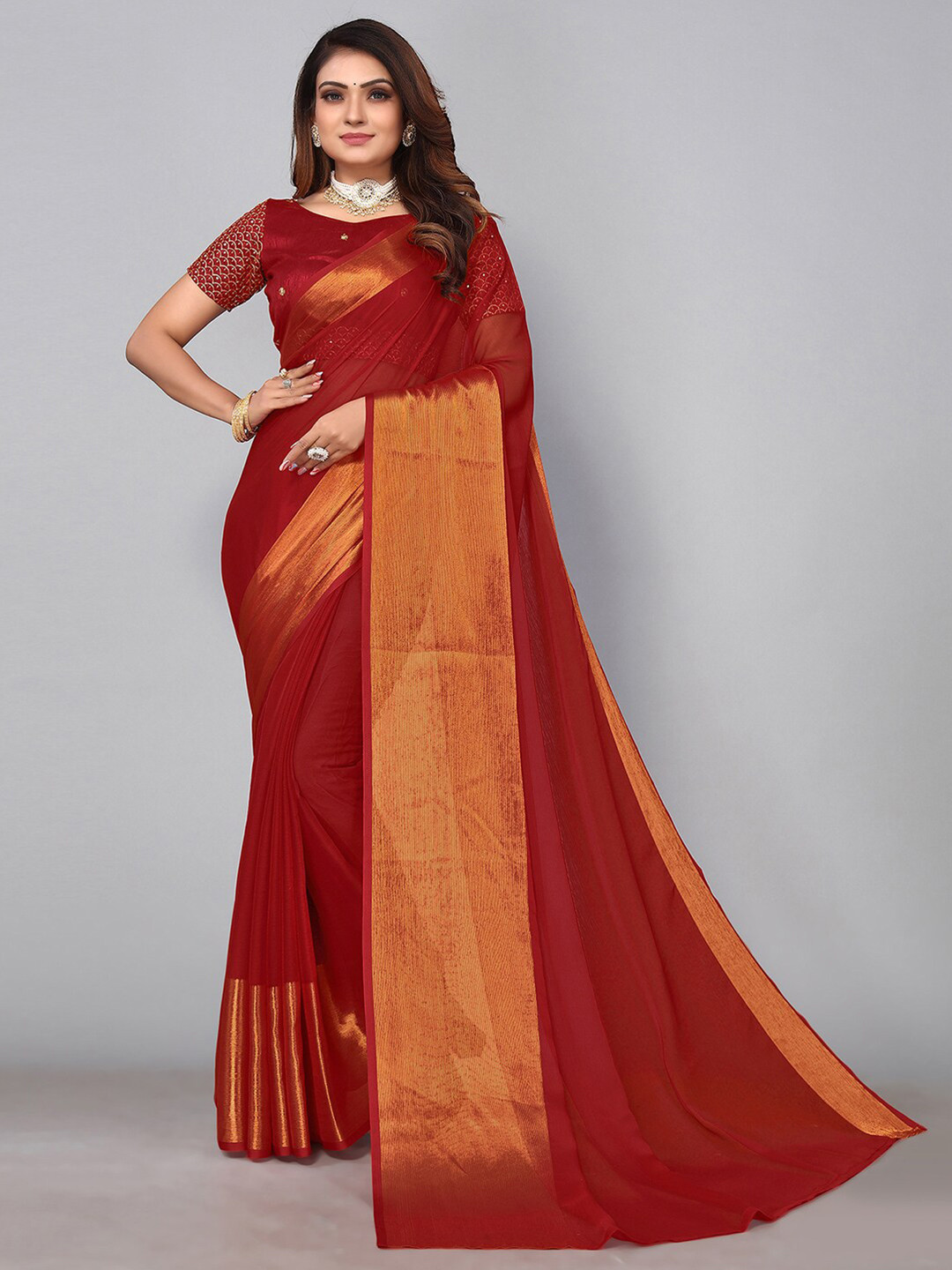 

KALINI Zari Saree, Maroon