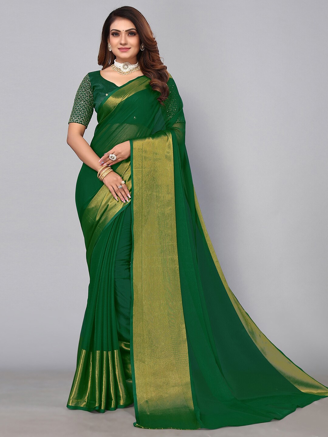 

KALINI Zari Saree, Green