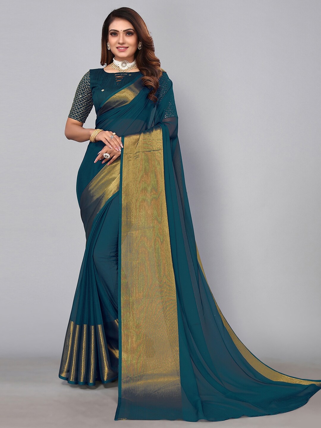 

KALINI Zari Saree, Green