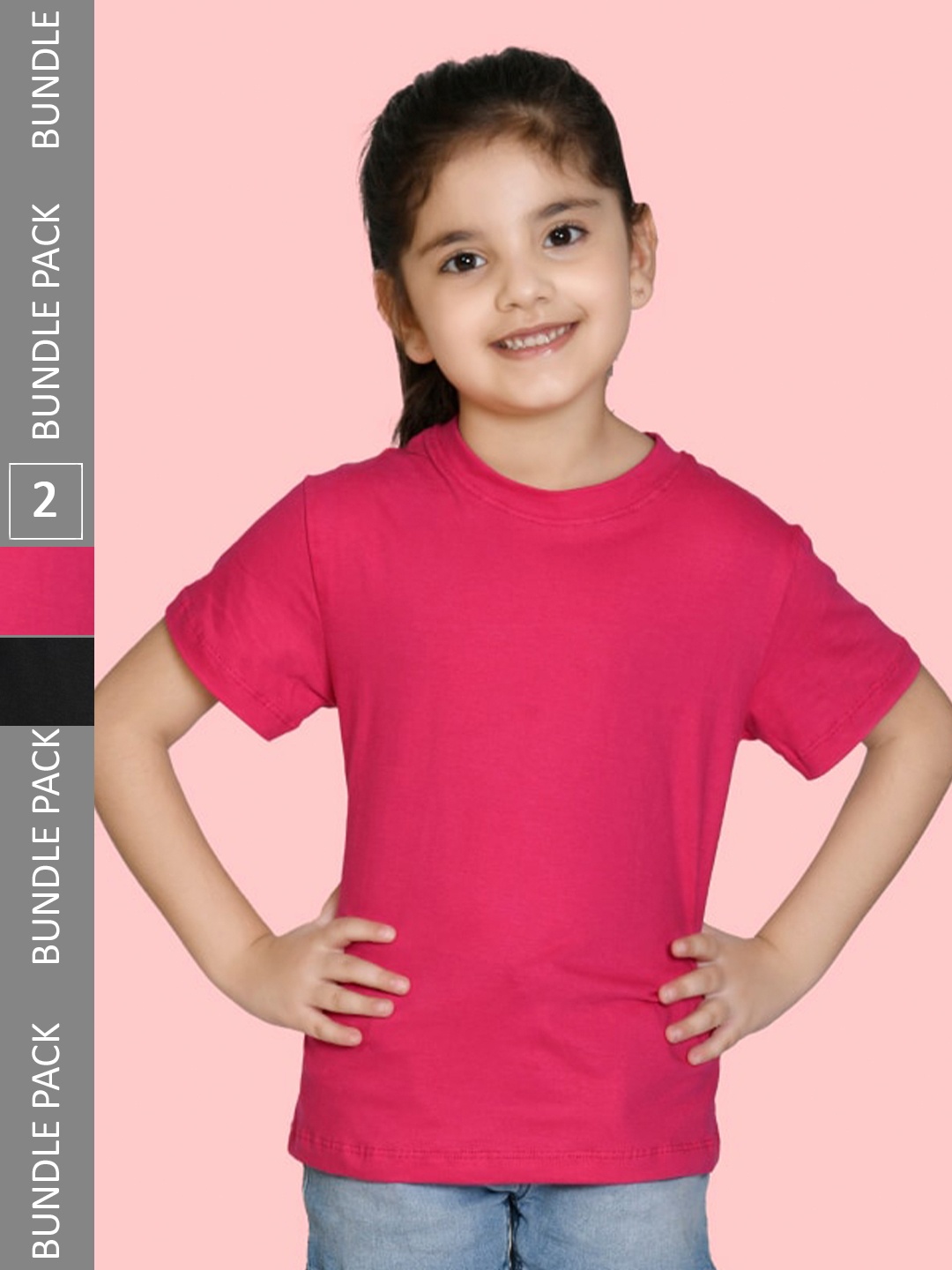 

NUSYL Pack Of 2 Girls Cotton T-shirts, Pink
