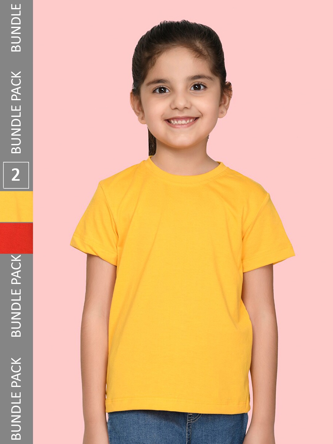 

NUSYL Pack Of 2 Girls Cotton T-shirts, Yellow