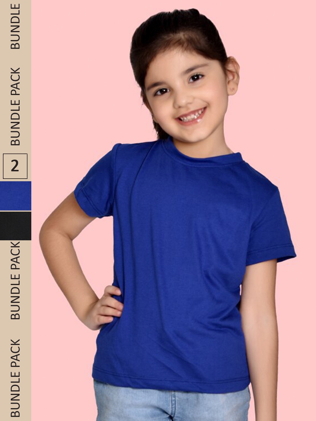 

NUSYL Pack Of 2 Girls Cotton T-shirts, Black