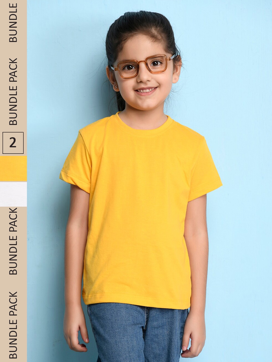 

NUSYL Girls Pack Of 2 Knitted T-shirt, Yellow