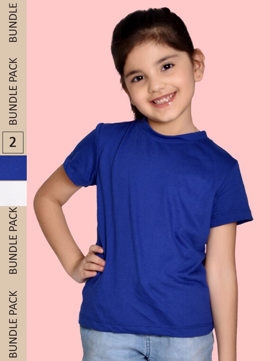 

NUSYL Girls Pack of 2 Round Neck T-shirt, Blue