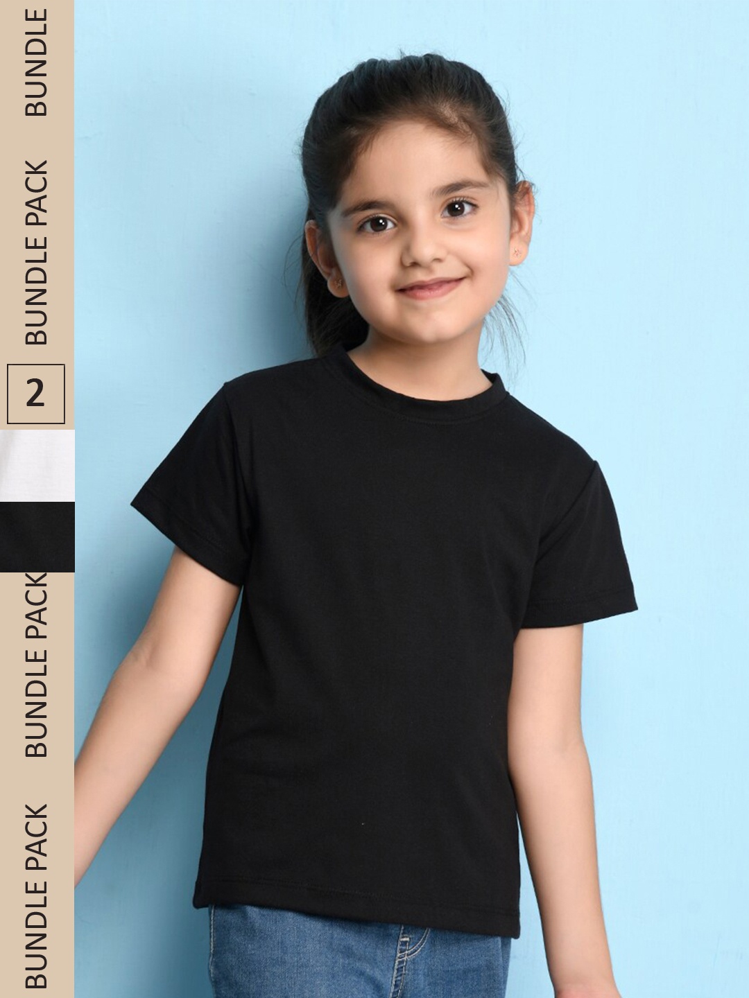 

NUSYL Girls Pack Of 2 T-shirt, Black
