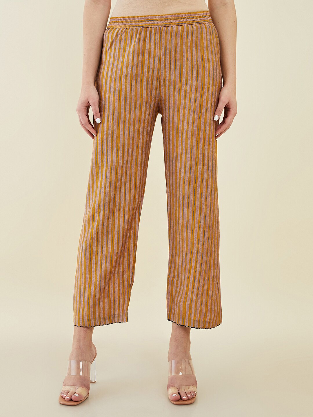 

Soch Women Striped Palazzos, Mustard