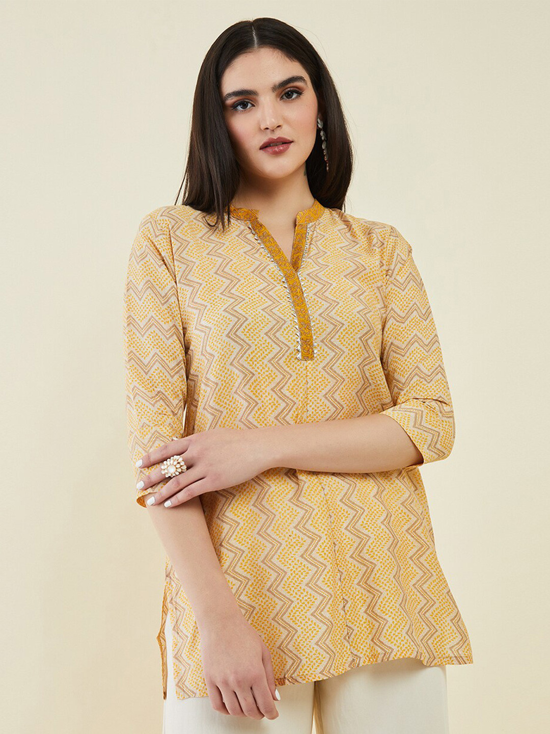 

Soch Printed Band Collar Tunic, Yellow
