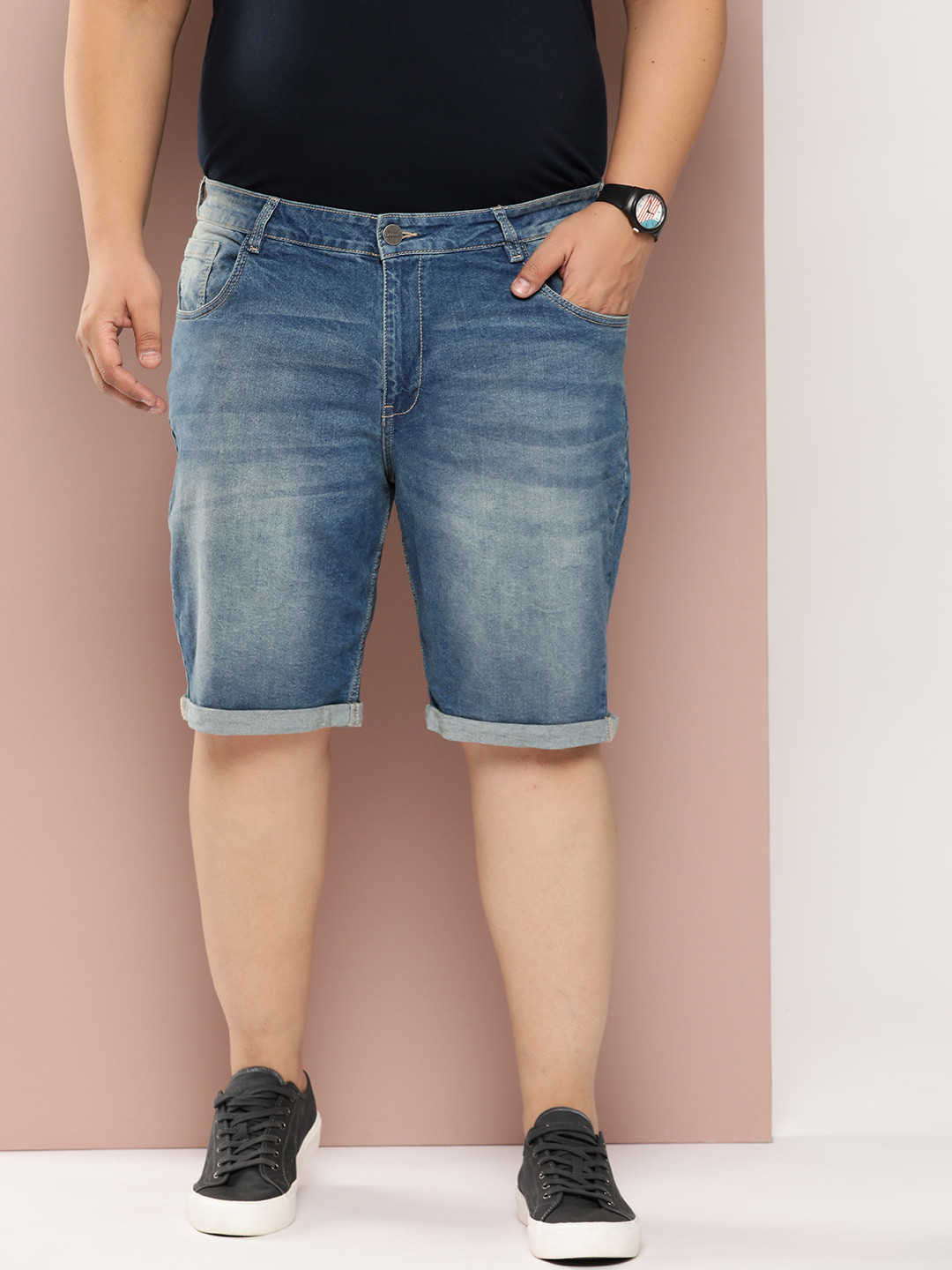 

Sztori Men Plus Size Denim Shorts, Navy blue