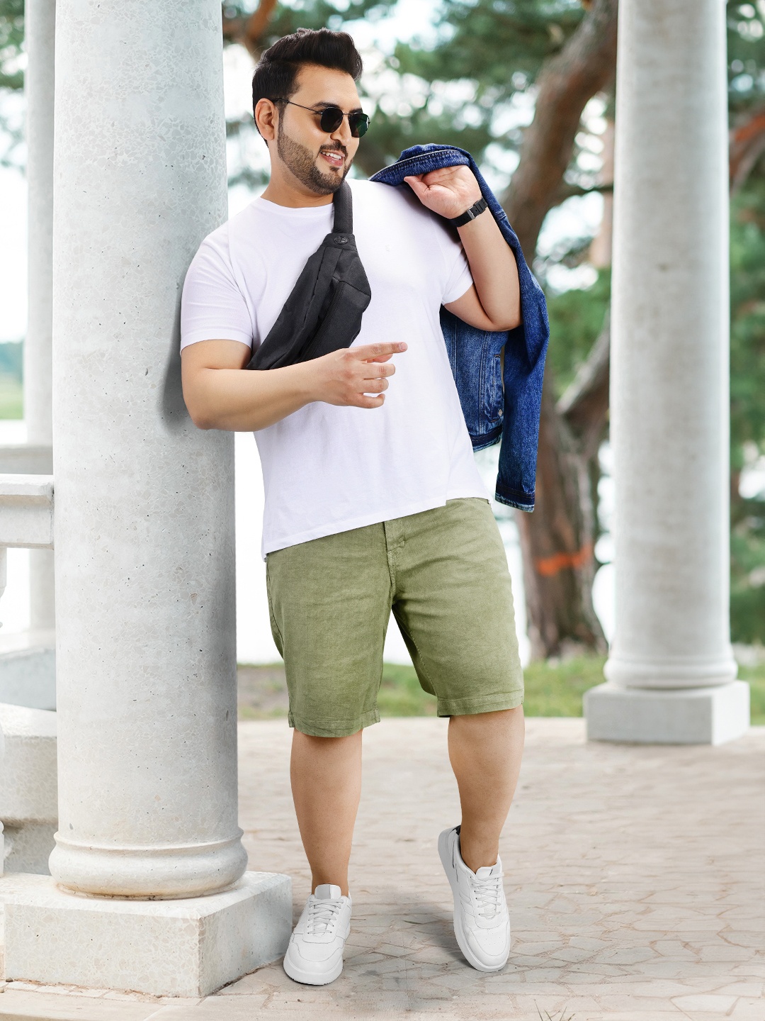 

Sztori Men Plus Size Denim Shorts, Green