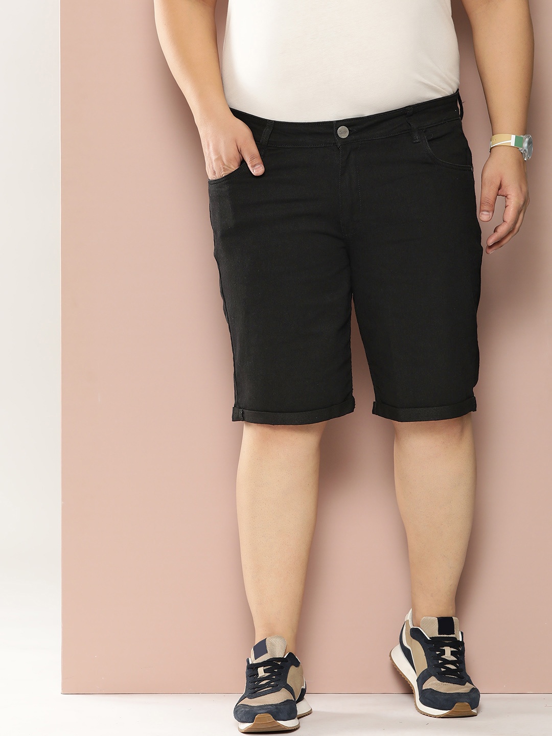 

Sztori Men Plus Size Denim Shorts, Black