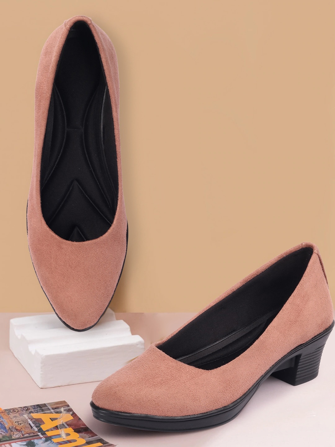 

Krafter Suede Work Block Pumps, Pink