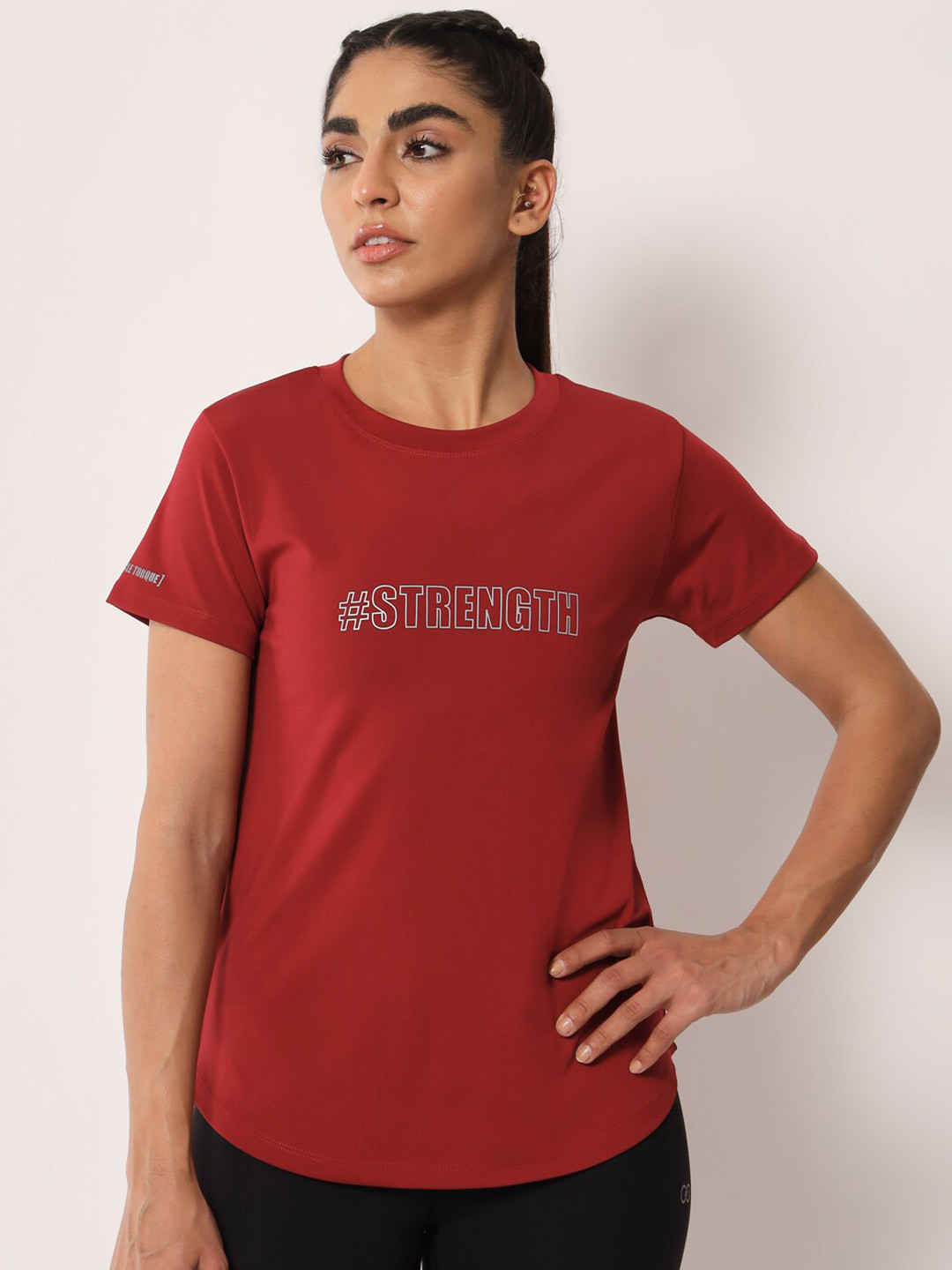 

MUSCLE TORQUE Women Typography Printed Round Neck T-shirt, Maroon