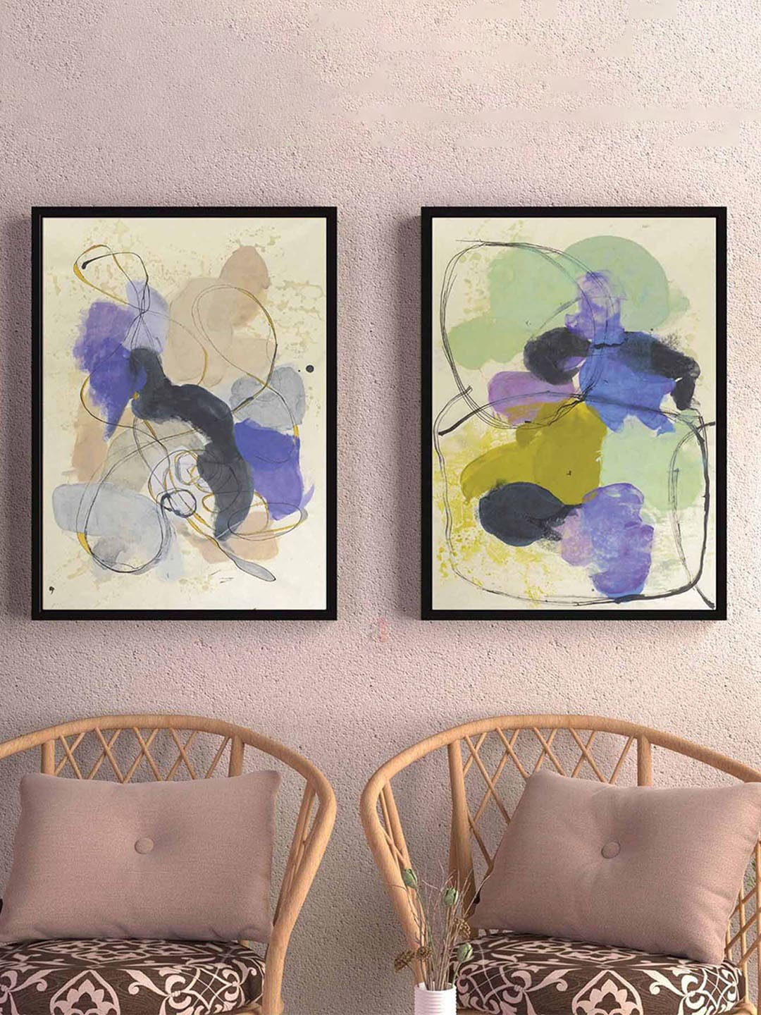 

Art Street Black & Green 2 Pcs Abstract Painting Canvas Wall Art