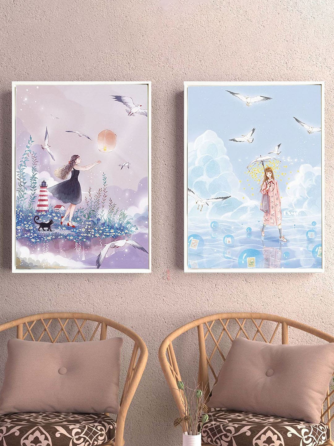 

Art Street Blue & Lavender 2 Pcs Lightness of Being Digital Print Wall Canvas Art