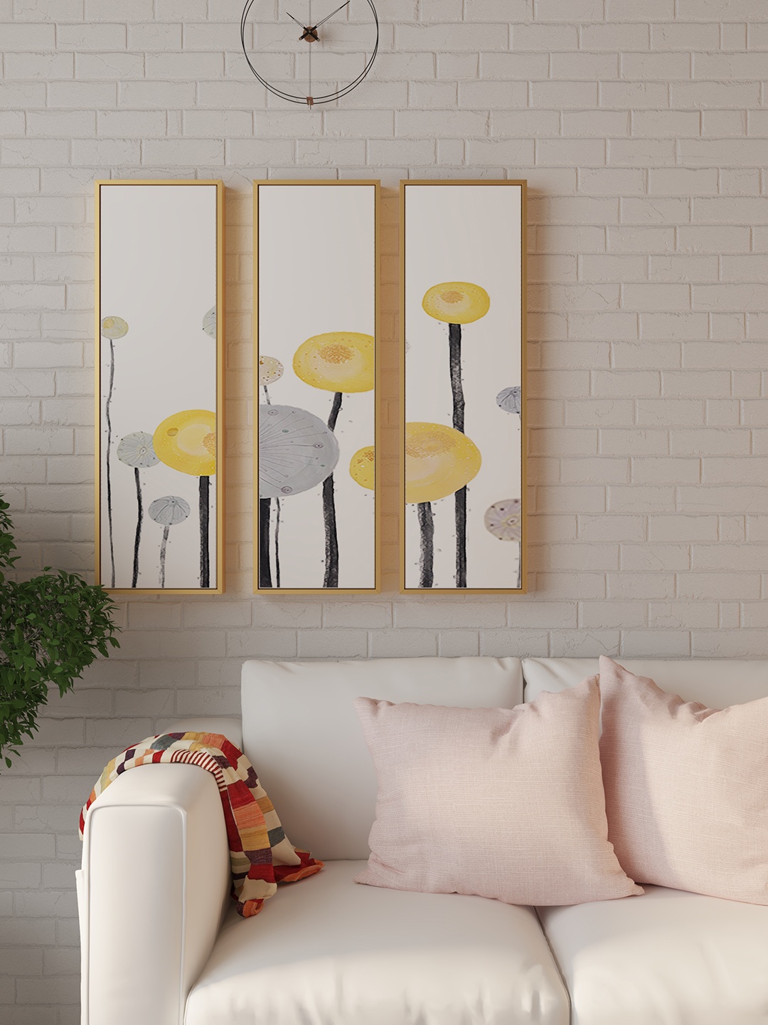 

Art Street White and Grey 3 Pcs Abstract Flower Digital Print Framed Wall Art