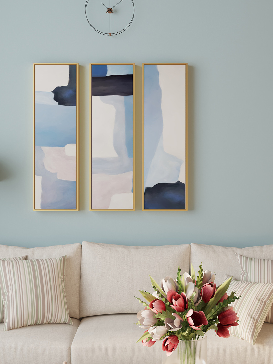 

Art Street Blue & White 3 Pcs Abstract Canvas Painting Wall Art