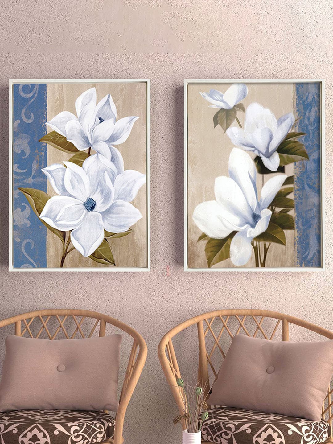 

Art Street White & Beige 2 Pcs Gardenia Paint Framed Canvas Wall Art