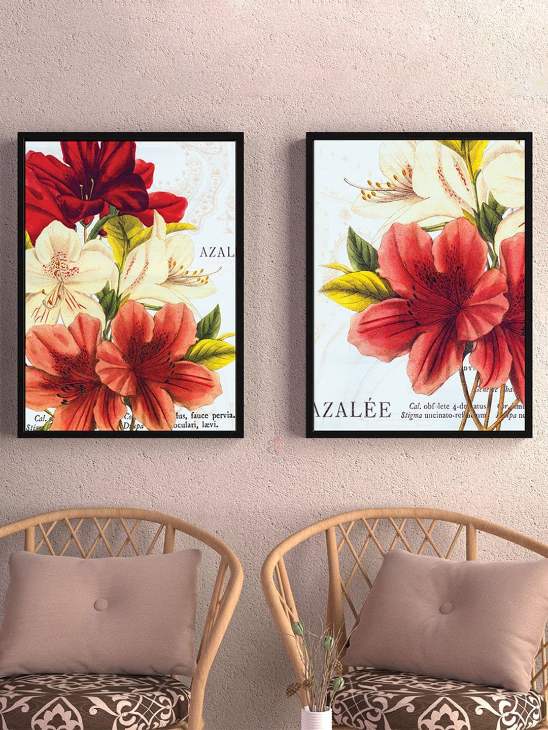 

Art Street White & Red 2 Pcs Azalea Jardin Wild Apple Canvas Painting Wall Art