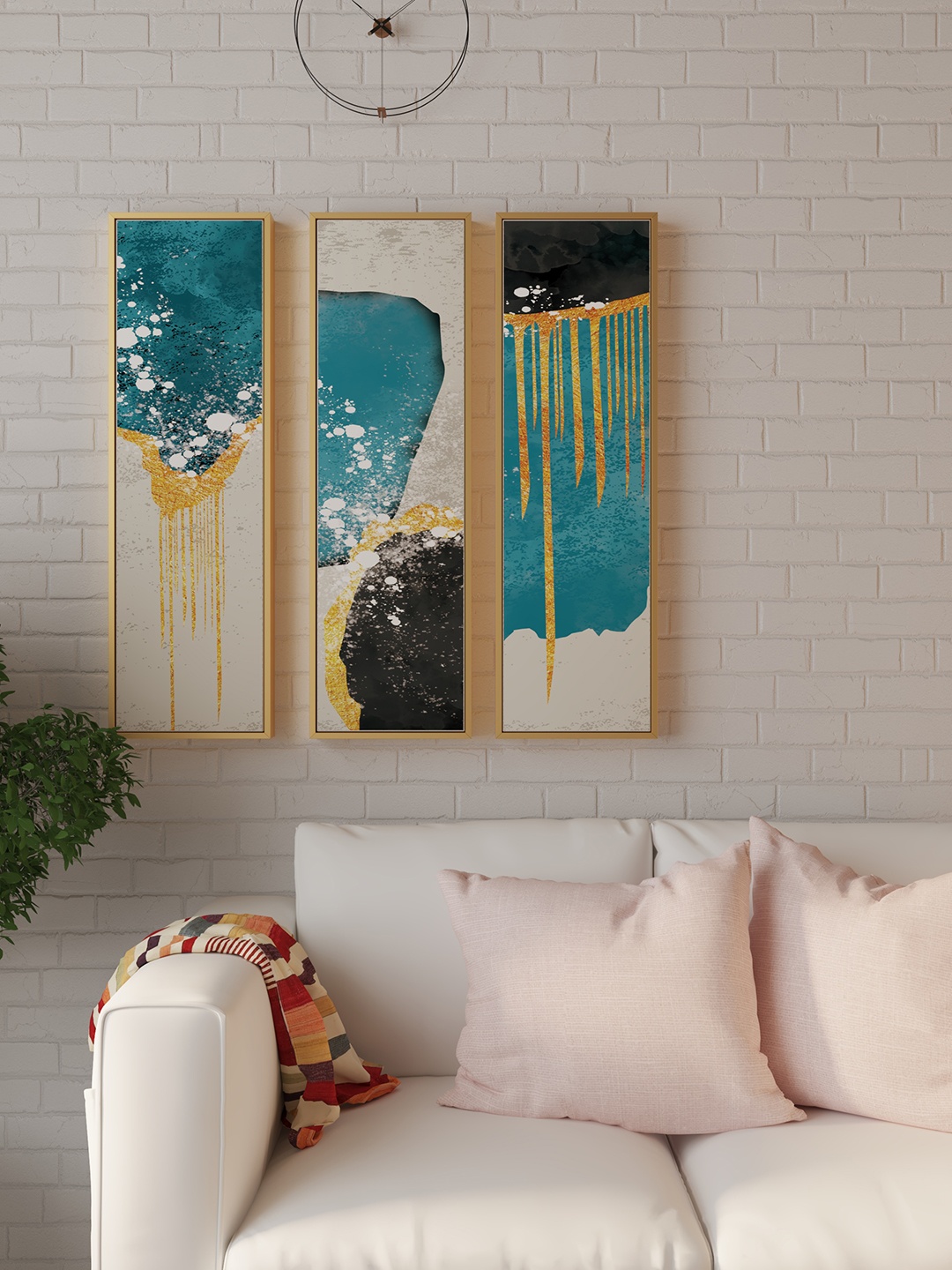 

Art Street 3 Pieces Blue & White Abstract Printed Canvas Painting Wall Art