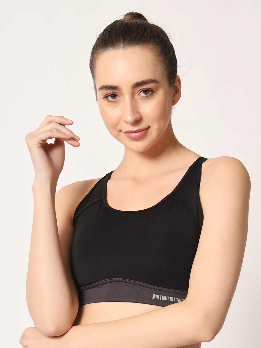 

MUSCLE TORQUE Removable Padding Non Wired Moisture Wicking Bra, Black